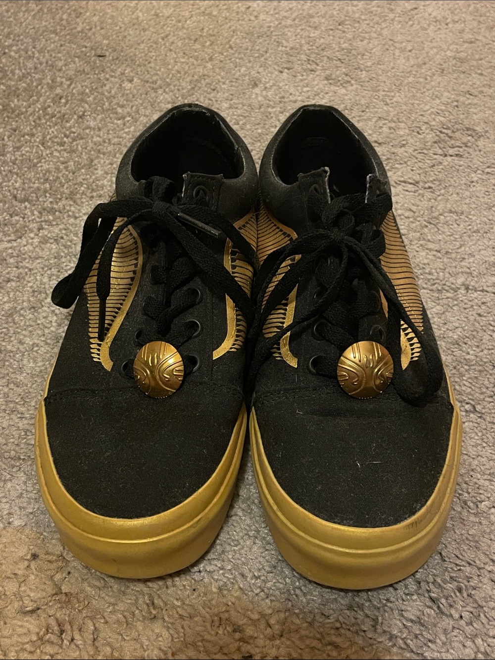 Vans Black and Gold Low-Top Sneakers